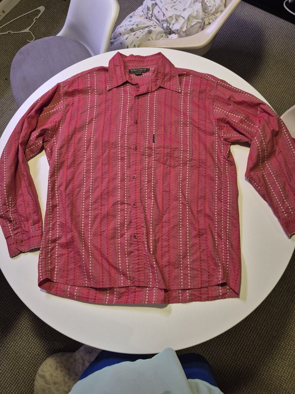 Marlboro Originals Men's Button Down Shirt Size XL Red Pokka Dot